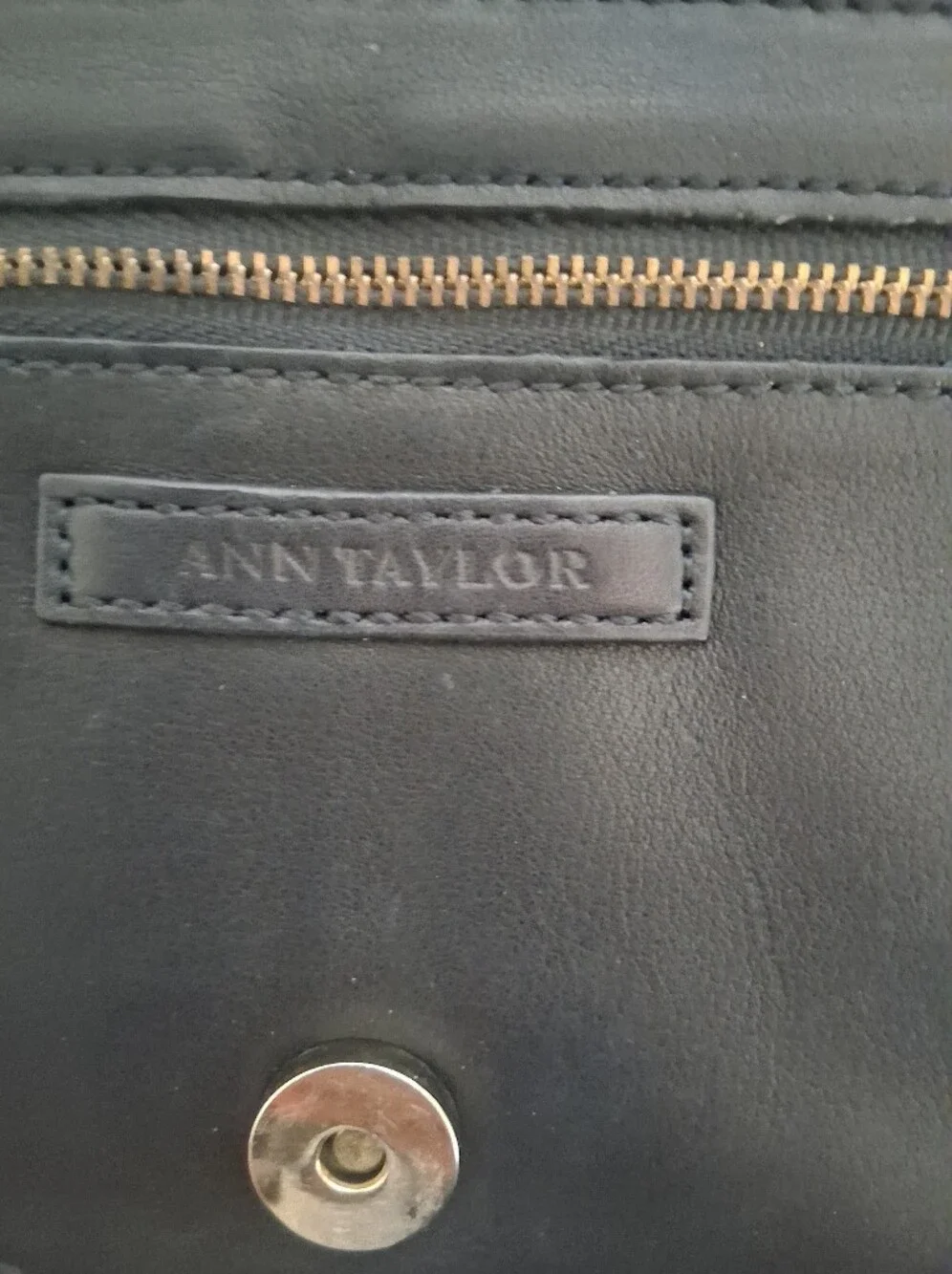 Ann Taylor Black Wristlet Clutch with Gold Chain